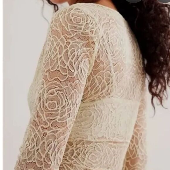 FREE PEOPLE INTIMATELY WOMEN’S IN MY HEAD SHEER LACE BODYSUIT IN SAGE NWOT SMALL - Picture 2 of 6